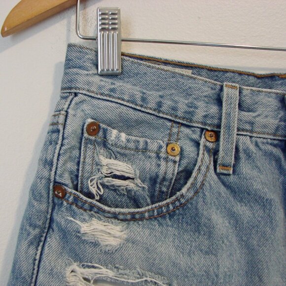 Vintage Levi's 501 Denim Jean Cutoff Shorts Distressed Frayed Raw Hem Light 24 - Picture 5 of 15